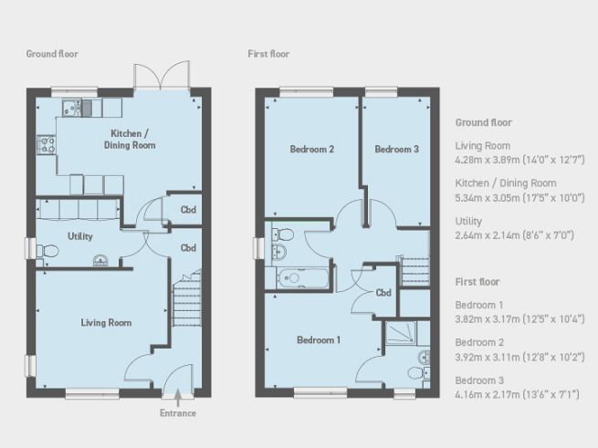 Floor plan, 3 bedroom house - artist's impression subject to change